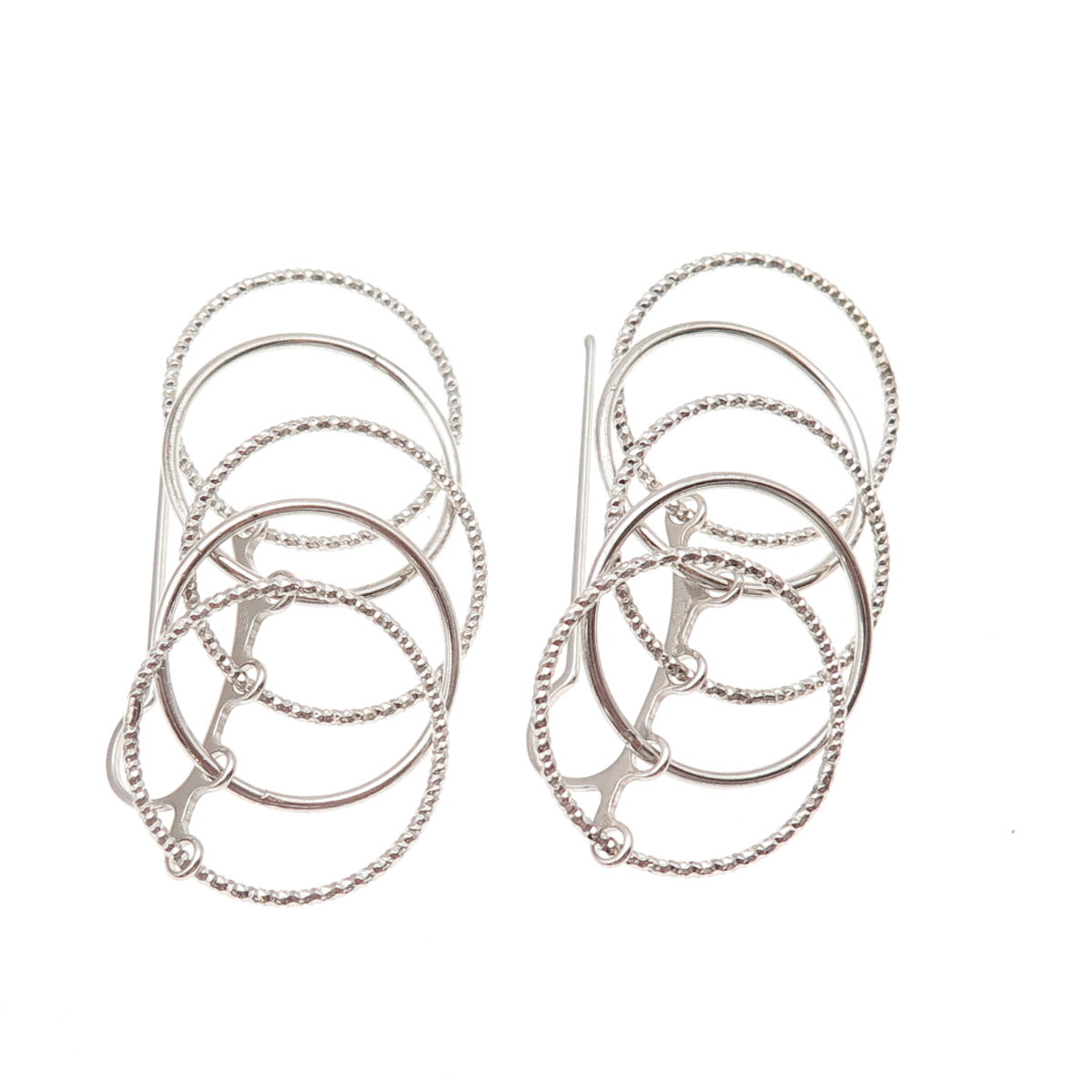 925 Sterling Silver Italy Multi-Circle Dangle Earrings