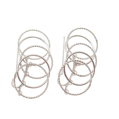 925 Sterling Silver Italy Multi-Circle Dangle Earrings