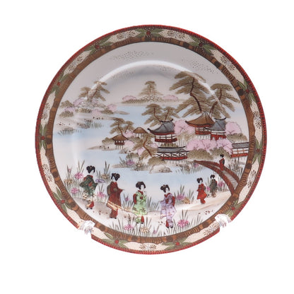 ROYAL KAGA NIPPON Antique Hand Painted Japanese Satsuma Porcelain Cabinet Plate