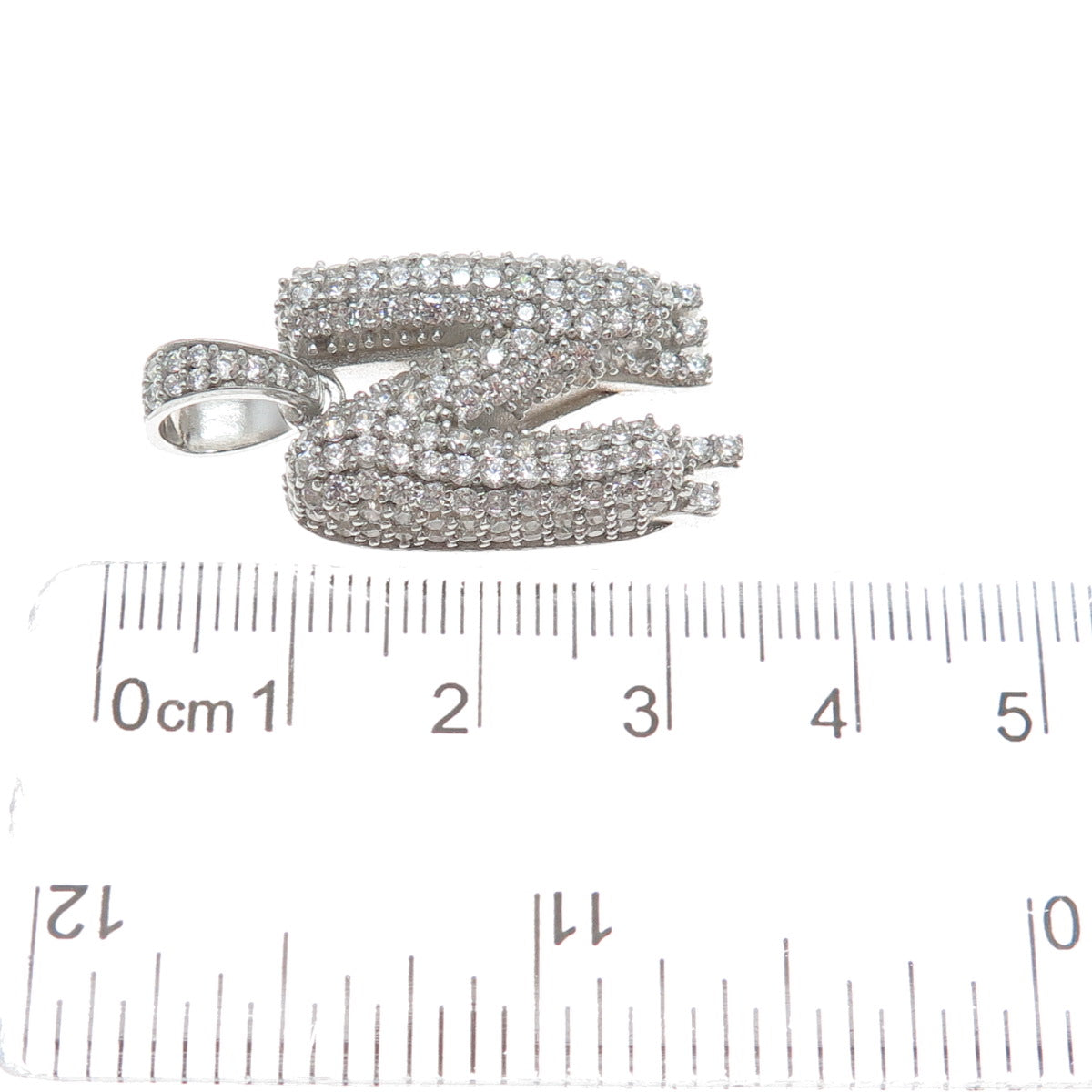 925 Sterling Silver Round-Cut Shaped C Z Letter N Initial Sparkle Pendant