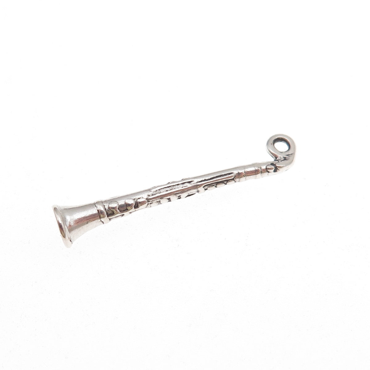 Sunwest 925 Sterling Silver Vintage Clarinet Oxidized 3D Charm Pendant