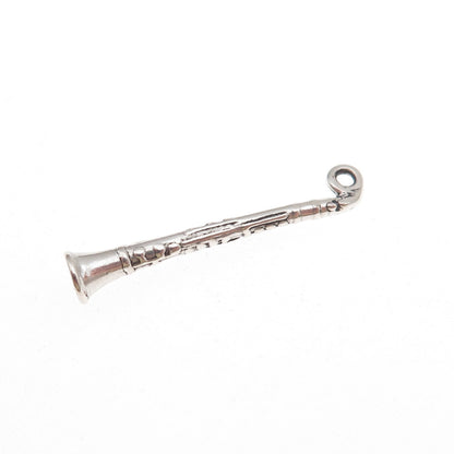 Sunwest 925 Sterling Silver Vintage Clarinet Oxidized 3D Charm Pendant
