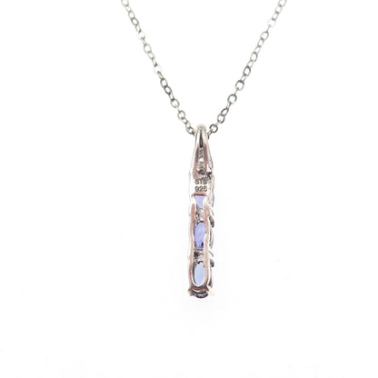 Chuck Clemency 925 Sterling Silver Real Tanzanite White Topaz Chain Necklace 20"