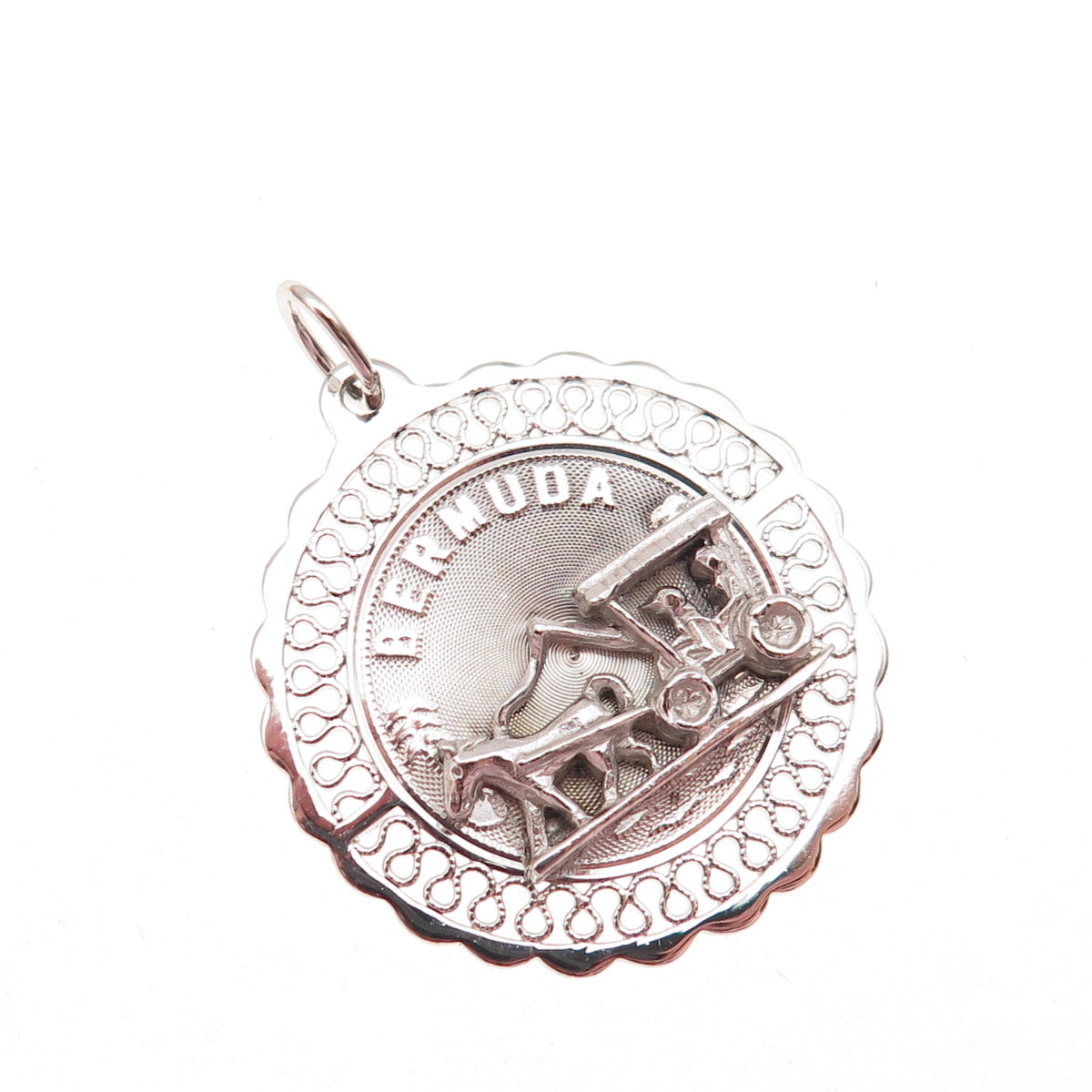 CREA 925 Sterling Silver Vintage Bermuda Carriage Charm Pendant