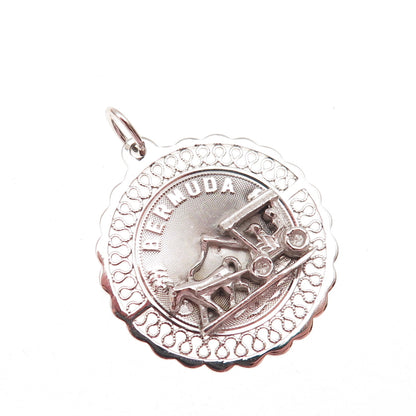 CREA 925 Sterling Silver Vintage Bermuda Carriage Charm Pendant