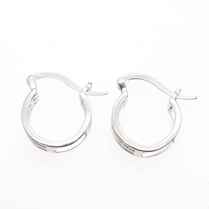 925 Sterling Silver Round-Cut C Z Hoop Earrings