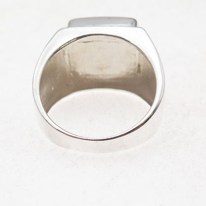 925 Sterling Silver Vintage Real Black Onyx Ring Size 13.25