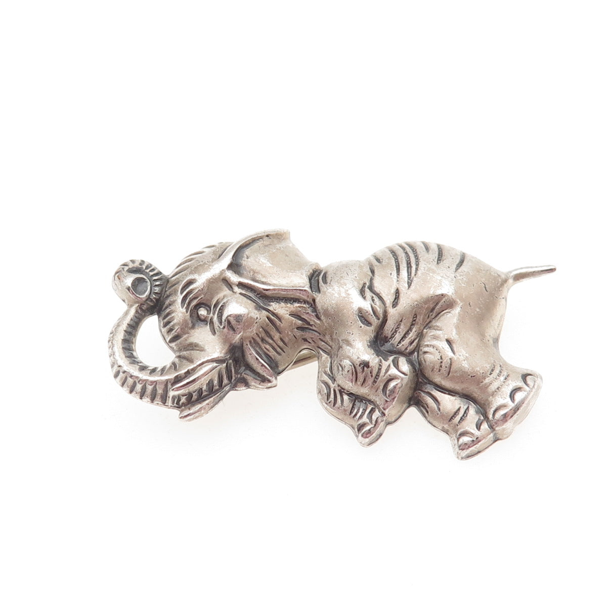BEAU 925 Sterling Silver Vintage Elephant Oxidized Pin Brooch