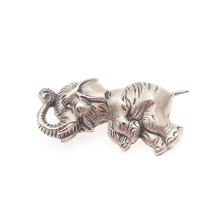 BEAU 925 Sterling Silver Vintage Elephant Oxidized Pin Brooch