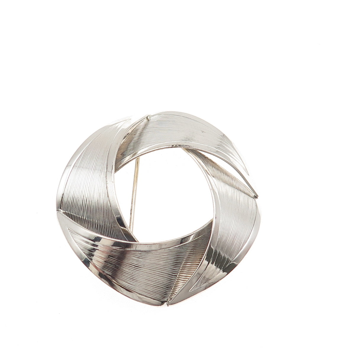 Danecraft 925 Sterling Silver Vintage Modernist Floral Circle Pin Brooch