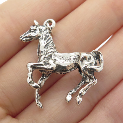 925 Sterling Silver Vintage Wild Horse Oxidized Charm Pendant