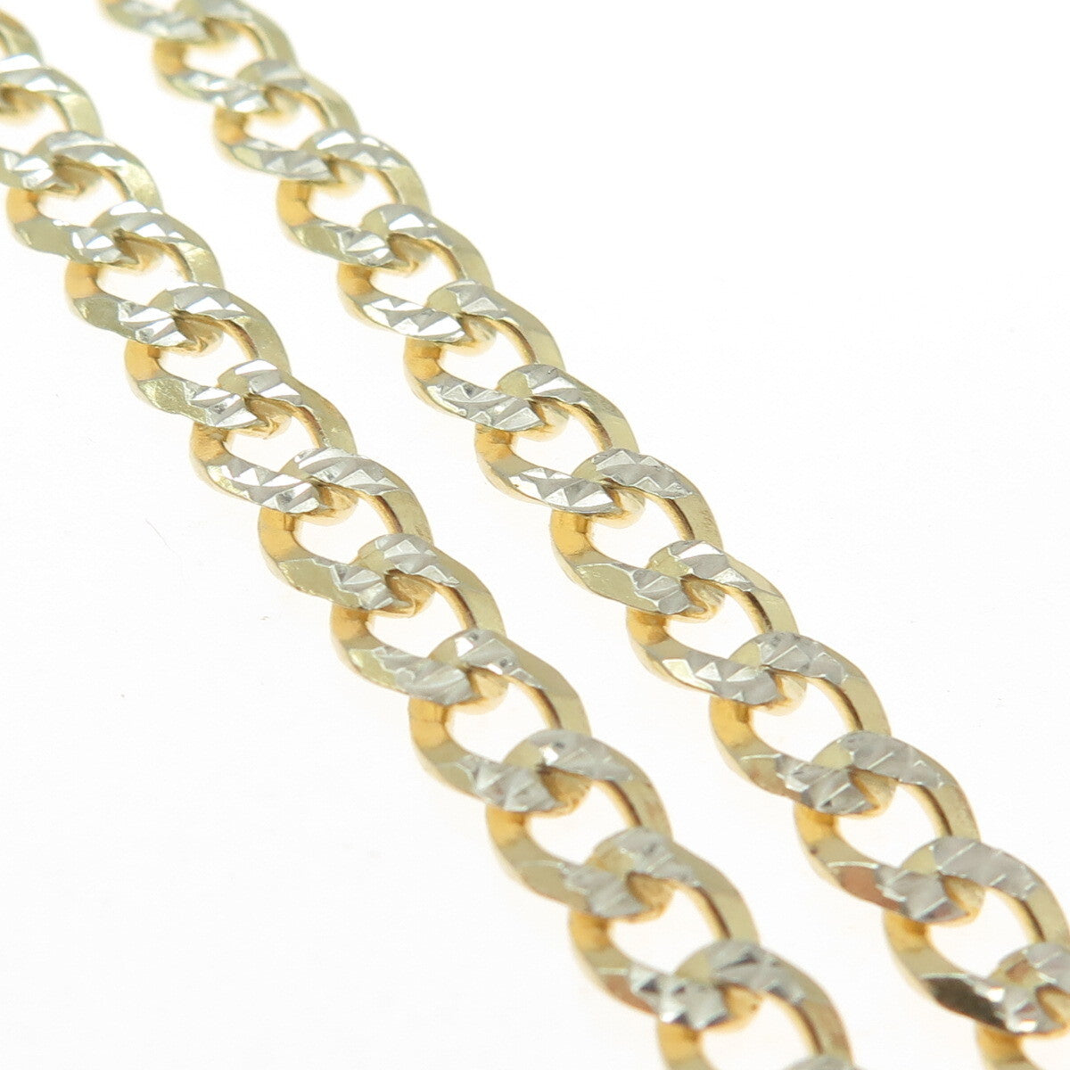 P. LUX 925 Sterling Silver 2-Tone Italy Diamond-Cut Curb Chain Necklace 20"
