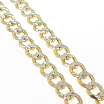 P. LUX 925 Sterling Silver 2-Tone Italy Diamond-Cut Curb Chain Necklace 20"