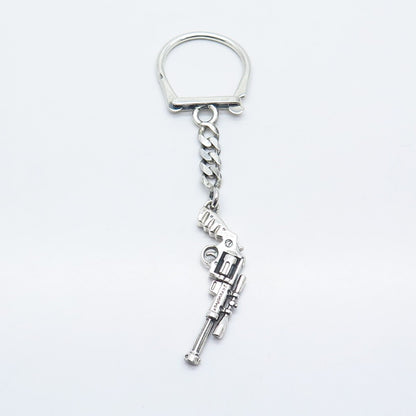 925 Sterling Silver Vintage Revolver Cuban Chain Key Ring