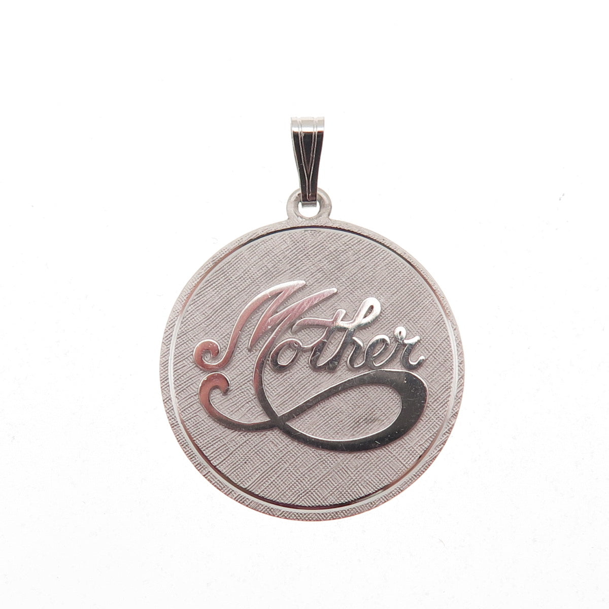 BEAU 925 Sterling Silver Vintage Mother Round Tag Charm Pendant