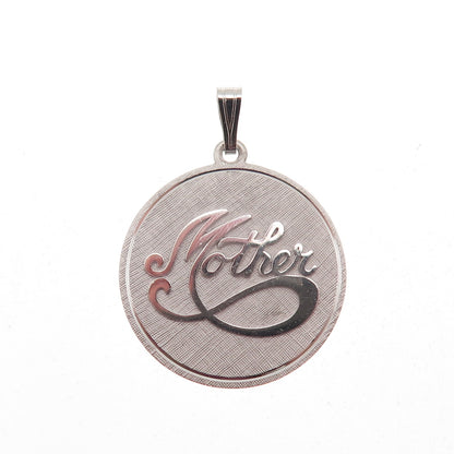 BEAU 925 Sterling Silver Vintage Mother Round Tag Charm Pendant