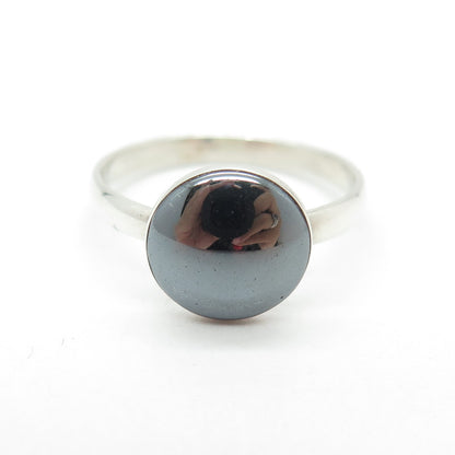 925 Sterling Silver Vintage Real Hematite Gemstone Ring Size 7.75