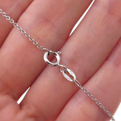 Joseph Schmid 925 Sterling Silver Real Red Diamond Cable Chain Necklace 18"