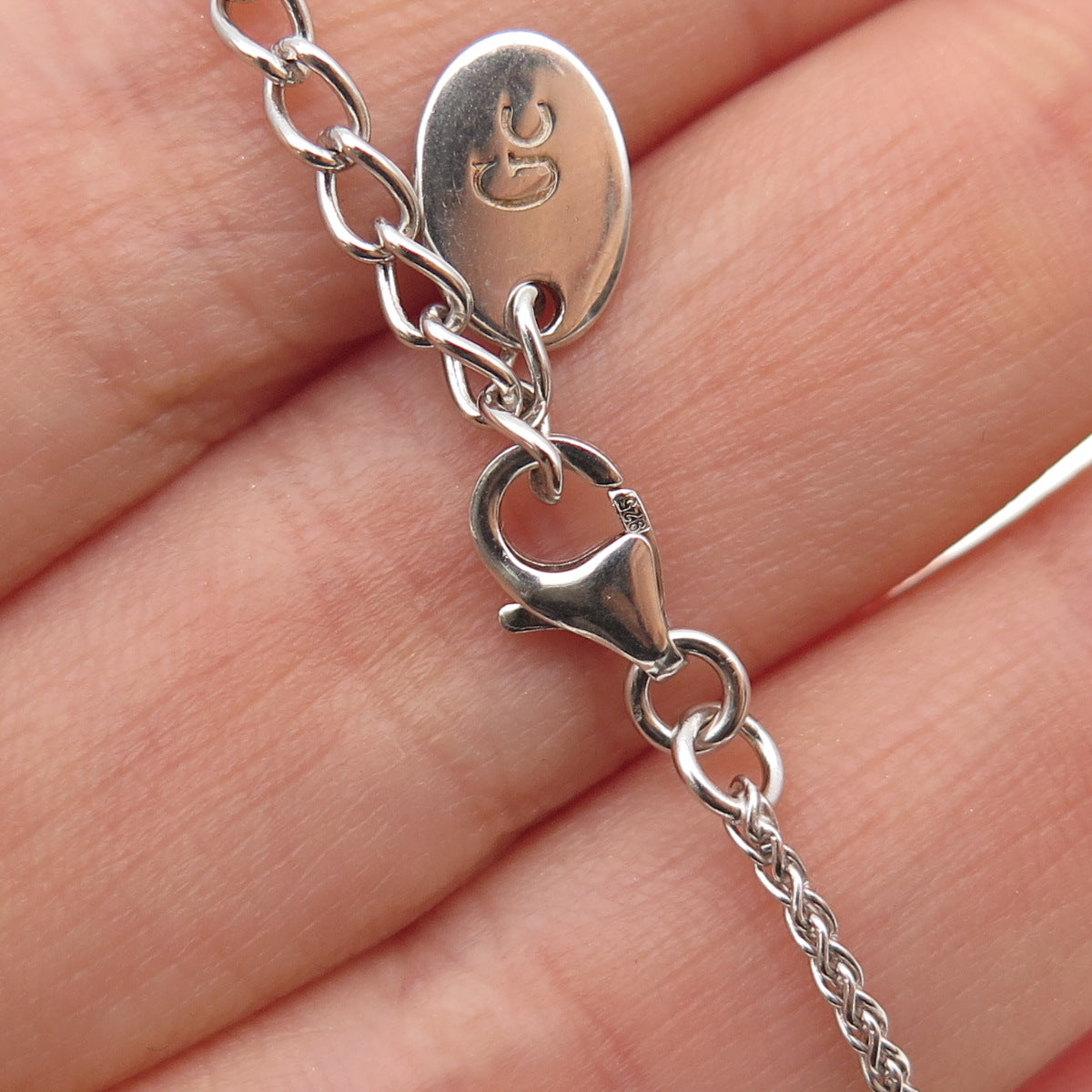 GUESS 925 Sterling Silver Real Amethyst Heart Spiga Chain Necklace 14-18"