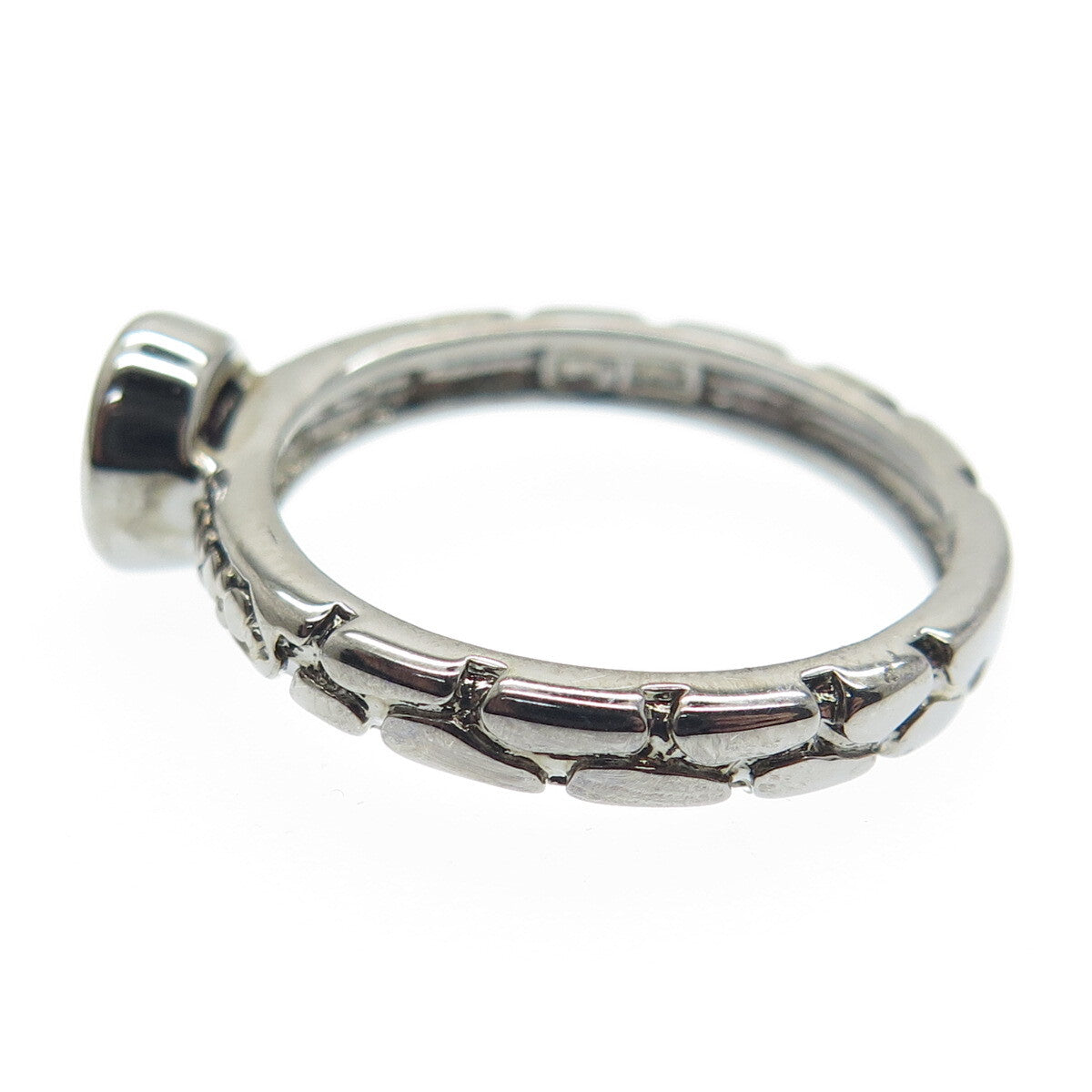 925 Sterling Silver Black Rhodium Round-Cut Ruby Gem Pebble Ring Size 8