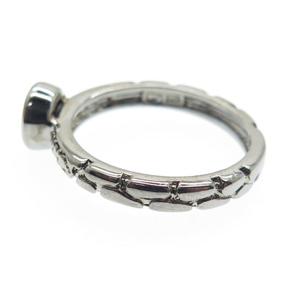 925 Sterling Silver Black Rhodium Round-Cut Ruby Gem Pebble Ring Size 8