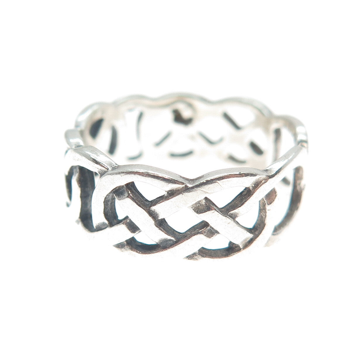 PSD 925 Sterling Silver Vintage Ireland Viking / Celtic Knot Band Ring Size 7.75