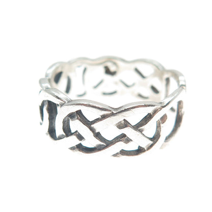 PSD 925 Sterling Silver Vintage Ireland Viking / Celtic Knot Band Ring Size 7.75