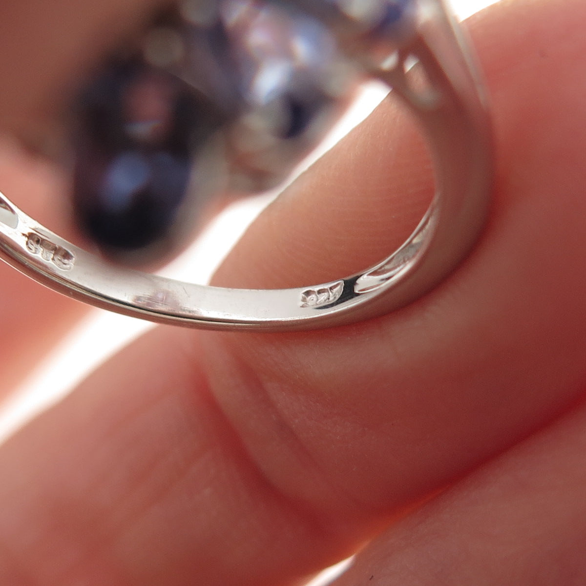 Chuck Clemency 925 Sterling Silver Real Oval-Cut Tanzanite Cluster Ring Size 8