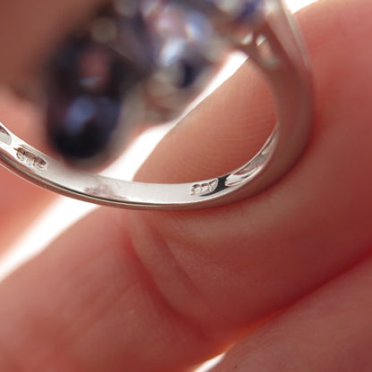 Chuck Clemency 925 Sterling Silver Real Oval-Cut Tanzanite Cluster Ring Size 8