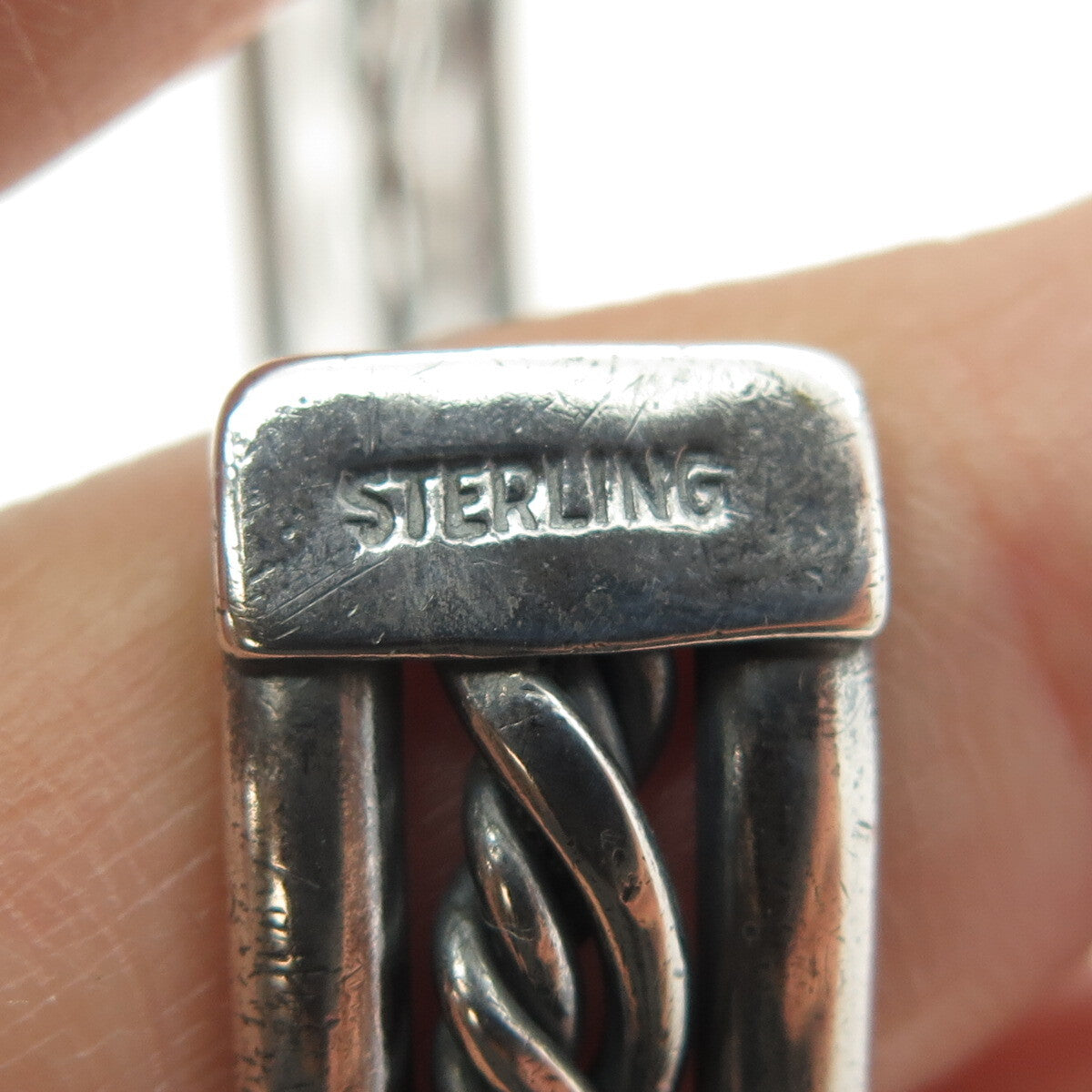 Old Pawn 925 Sterling Silver Southwestern Twisted Rope Adjustable Bracelet 7"
