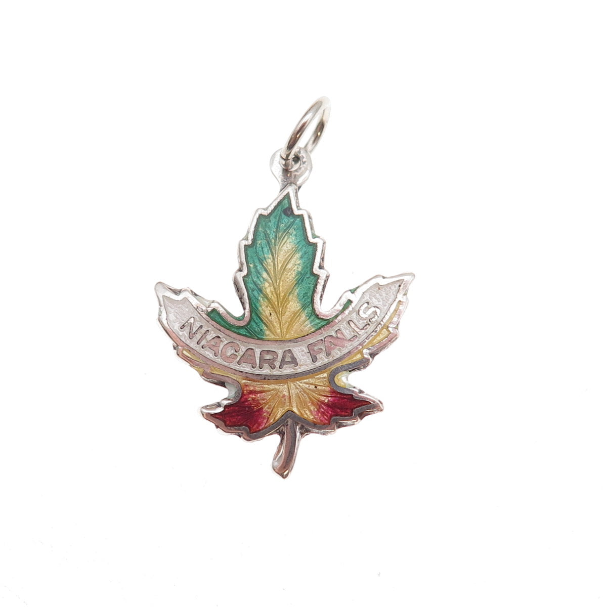 Breadner Co. Sterling Antique Art Deco Enamel Niagara Falls Maple Leaf Pendant