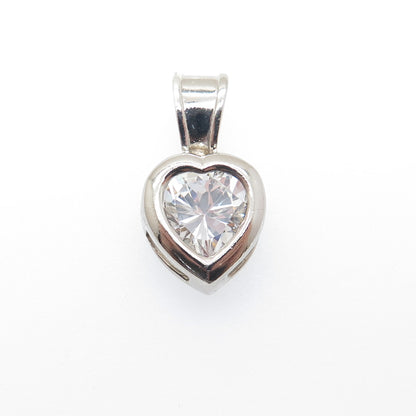925 Sterling Silver Heart-Cut C Z Minimalist Charm Pendant