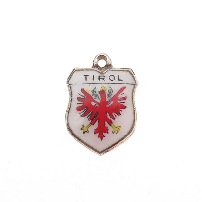 Fritz Reu & Co. 800 Silver Vintage Enamel Tyrol Coat of Arms Mini Charm Pendant