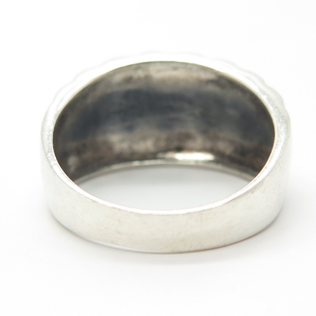 925 Sterling Silver Vintage Ribbed Ring Size 10.5