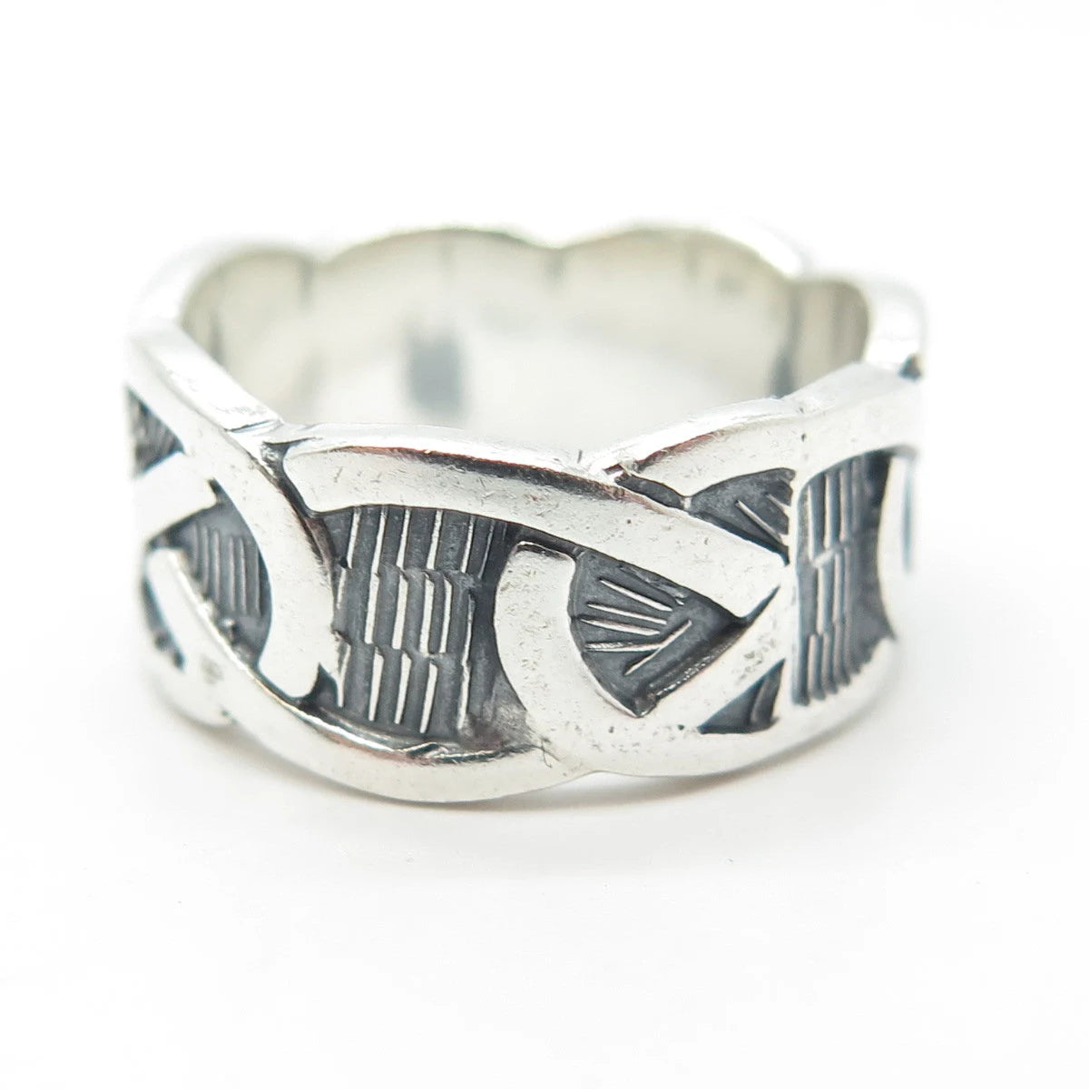 925 Sterling Silver Vintage Celtic Band Ring Size 7.5