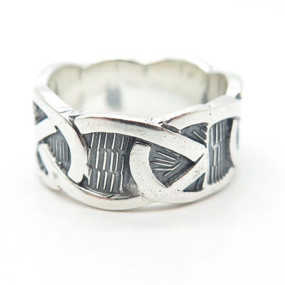 925 Sterling Silver Vintage Celtic Band Ring Size 7.5