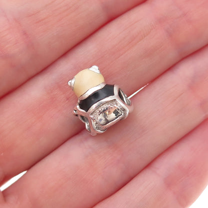 Pandora 925 Sterling Silver Enamel Sweet Panda Slide Bead Charm