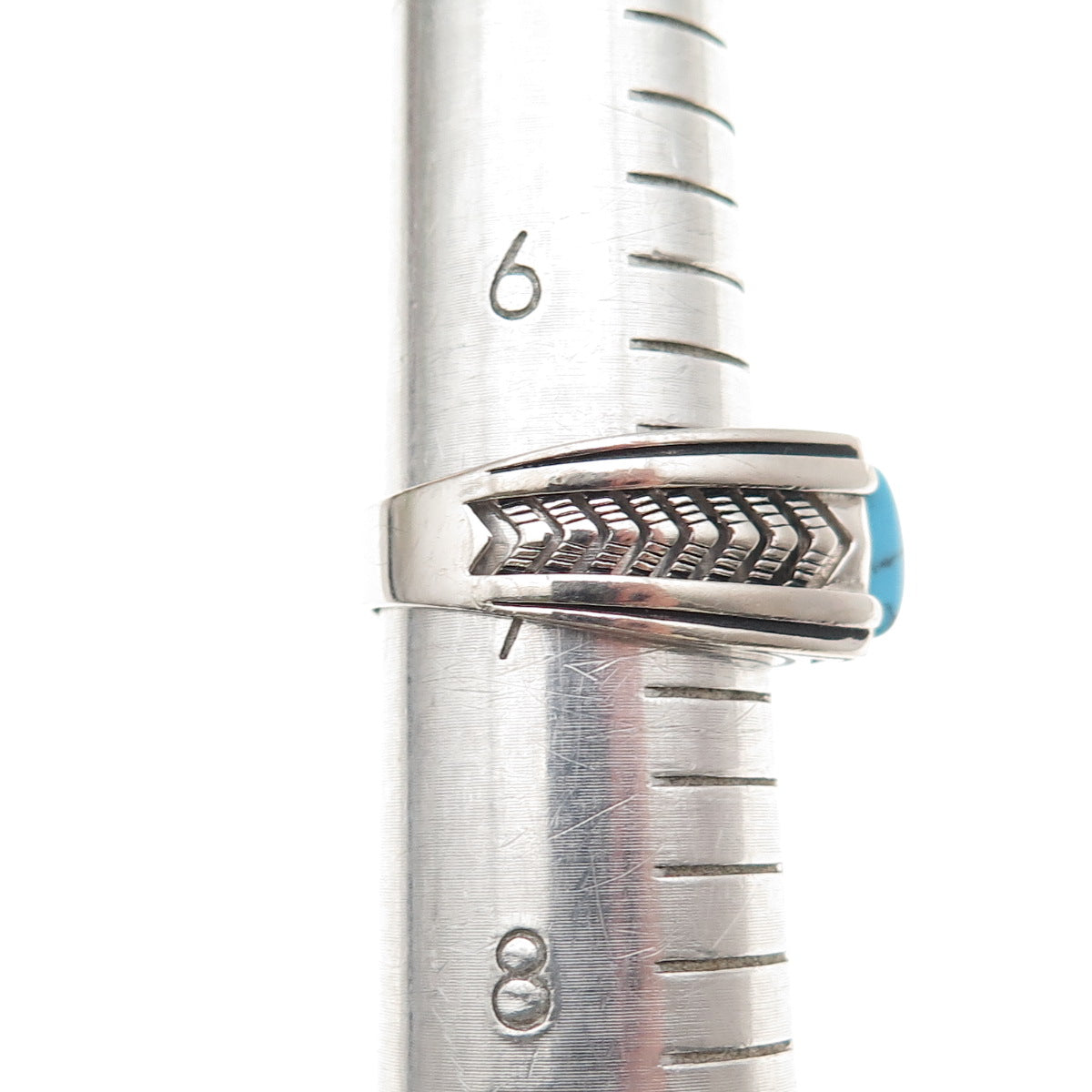 CHIMODA 925 Sterling Silver Real Turquoise Arrow Ring Size 7