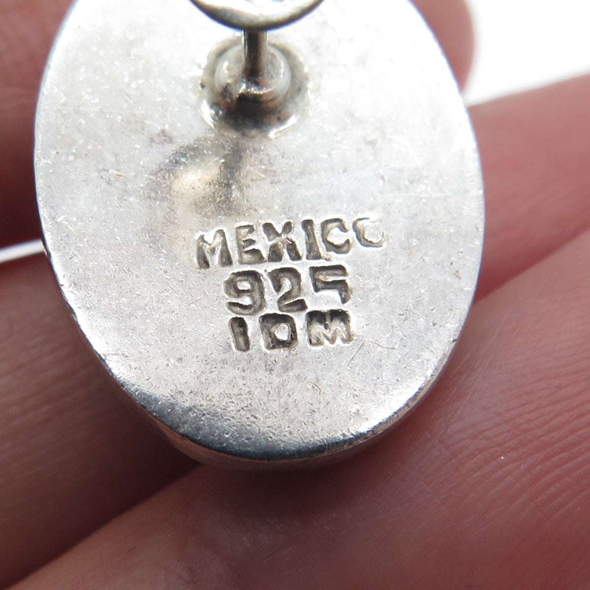 925 Sterling Silver Vintage Mexico Real Cabochon Sodalite Oxidized Earrings