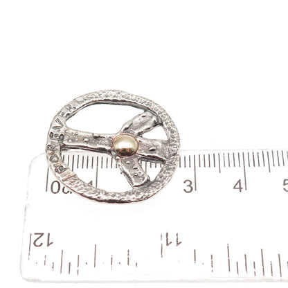 925 Sterling Silver 14K Gold Vintage Forever Peace Symbol Slide Charm Pendant