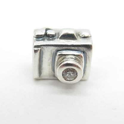 CHAMILIA 925 Sterling Silver Round-Cut C Z Retro Camera Bead Charm