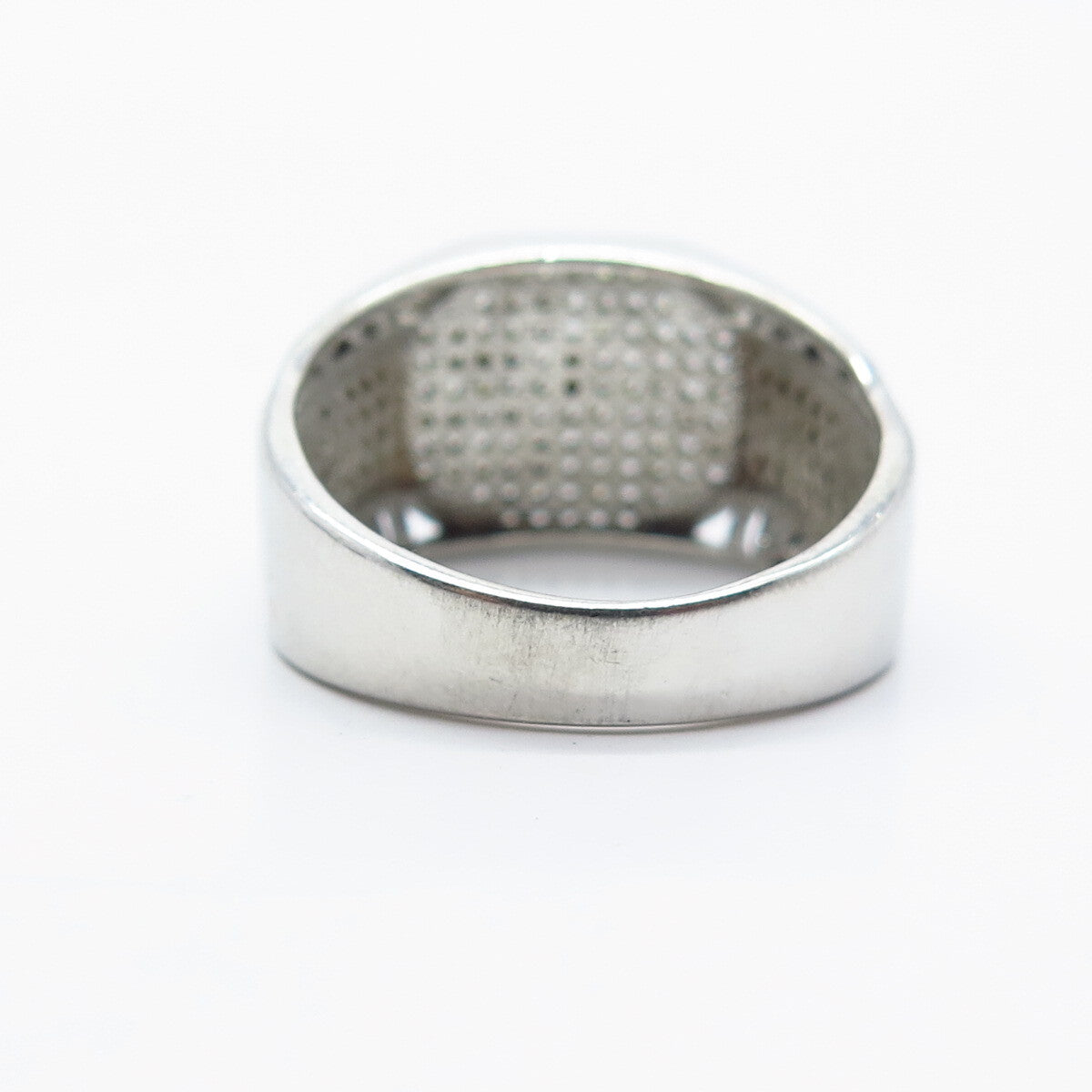 925 Sterling Silver Pave C Z Wide Ring Size 10