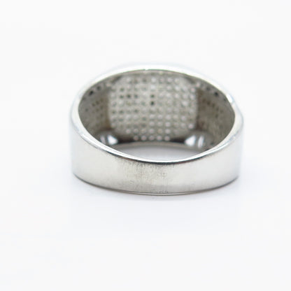 925 Sterling Silver Pave C Z Wide Ring Size 10