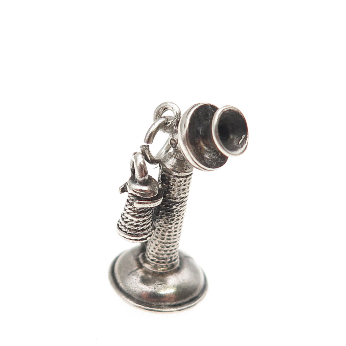 Danecraft 925 Sterling Silver Antique Art Deco Candlestick Phone 3D Mini Pendant