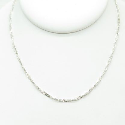 925 Sterling Silver Italy Singapore Chain Necklace 16"