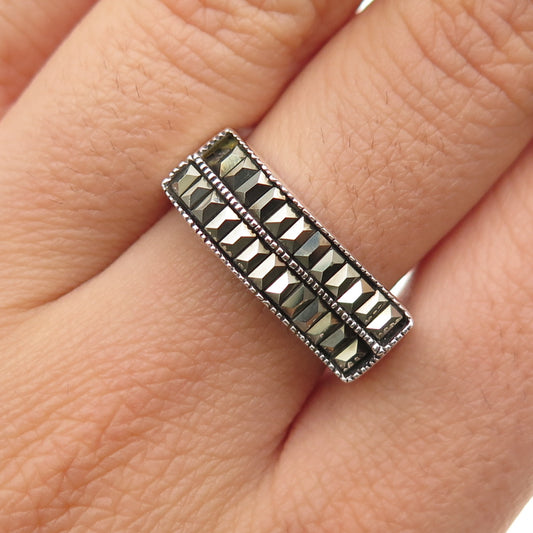 925 Sterling Silver Vintage Real Marcasite Ring Size 8.25 (missing 1 stone)