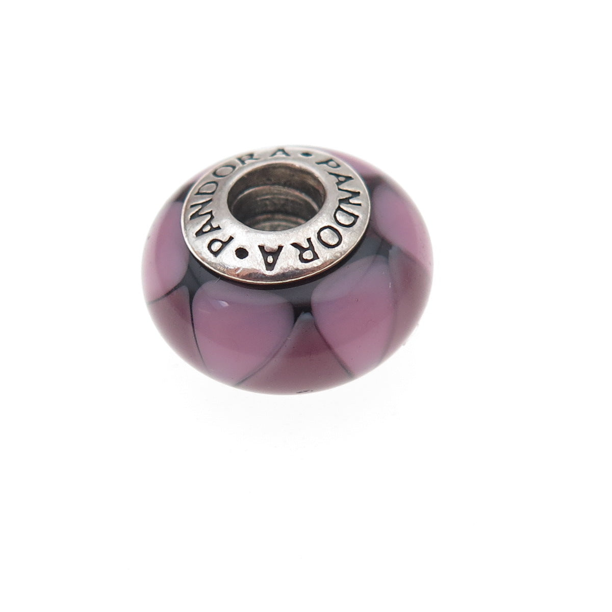 Pandora 925 Sterling Silver Murano Glass Slide Bead Charm