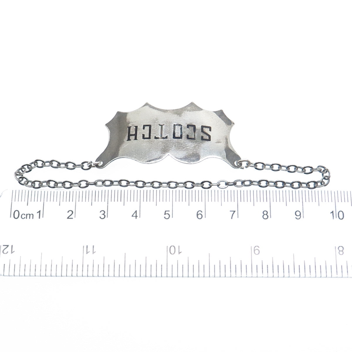 925 Sterling Silver Antique Victorian Scotch Bottle Tag