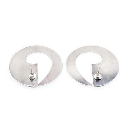 925 Sterling Silver Vintage Modernist Horn Earrings