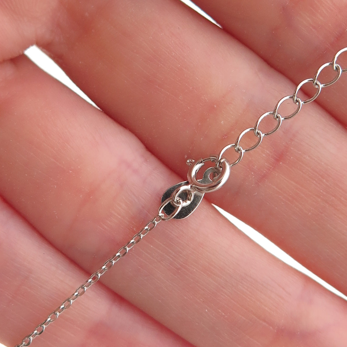 925 Sterling Silver Real MOP & C Z Floral Cable Chain Necklace 16-18"